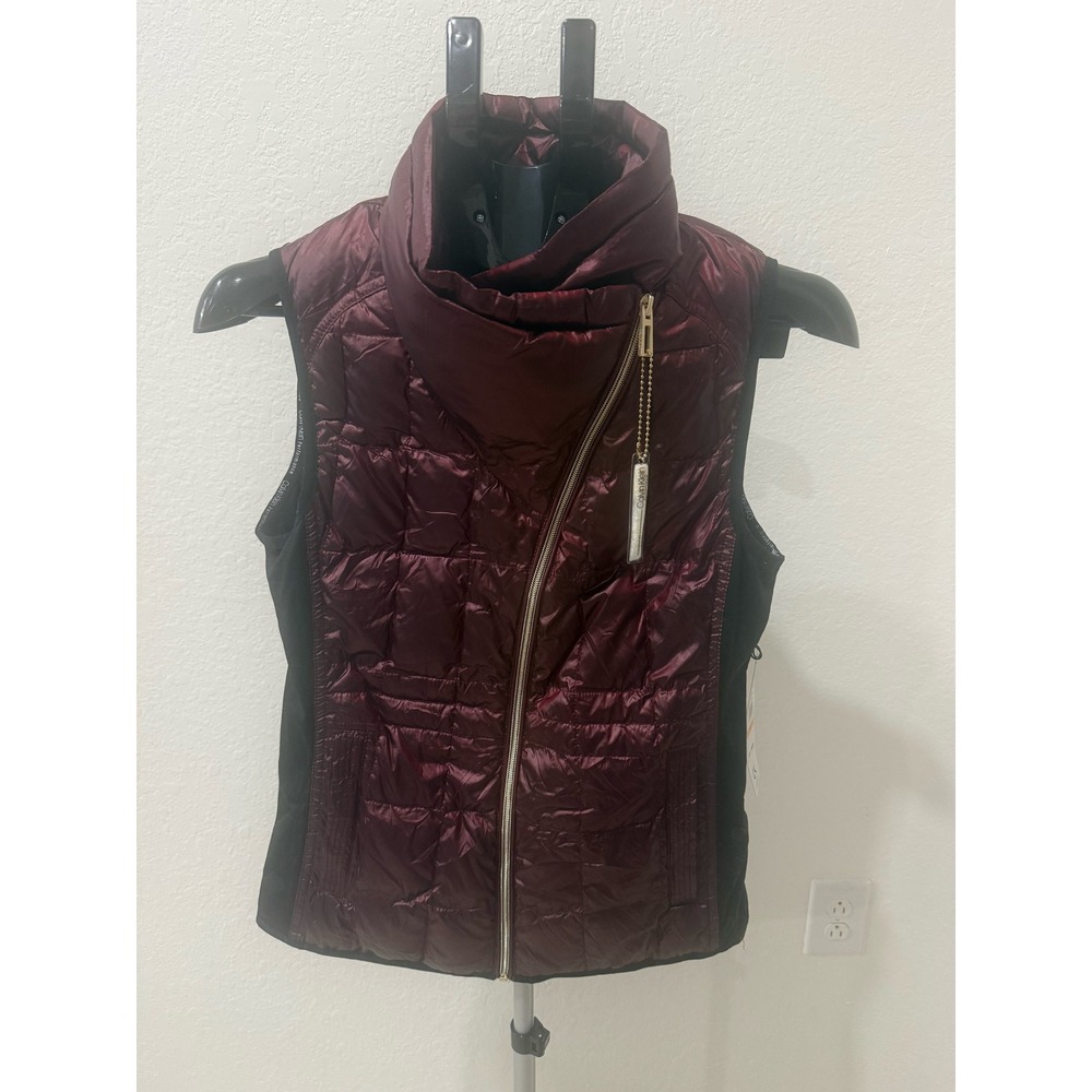 Calvin Klein Performance Womens Quilted Down Puffer Vest Burgundy PFCV9844 Small